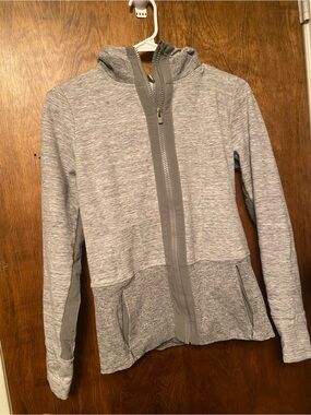 Athleta Heather Gray Zip Hooded Pullover